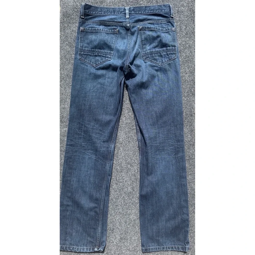 Urban Pipeline Mens Slim Straight‎ Leg Dark Wash Distressed Denim Jeans 32x34